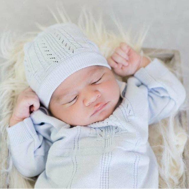 Baby Boys Collar Knit Longall with Hat