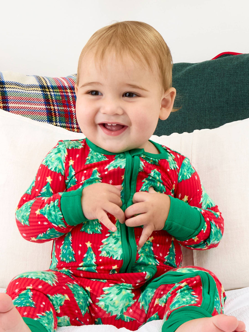 SoftSnooze™ Baby Bamboo Viscose O Christmas Tree Convertible One Piece Footie Pajama
