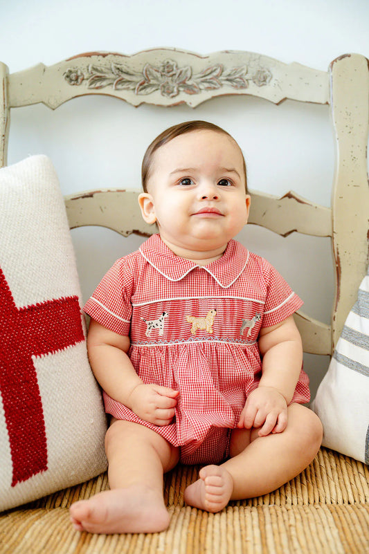 Puppy dog smocked Henry bubble