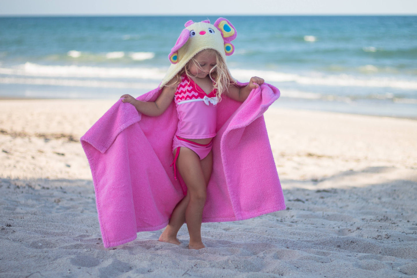 Butterfly hooded towel for toddlers ages 2 to 8 years old