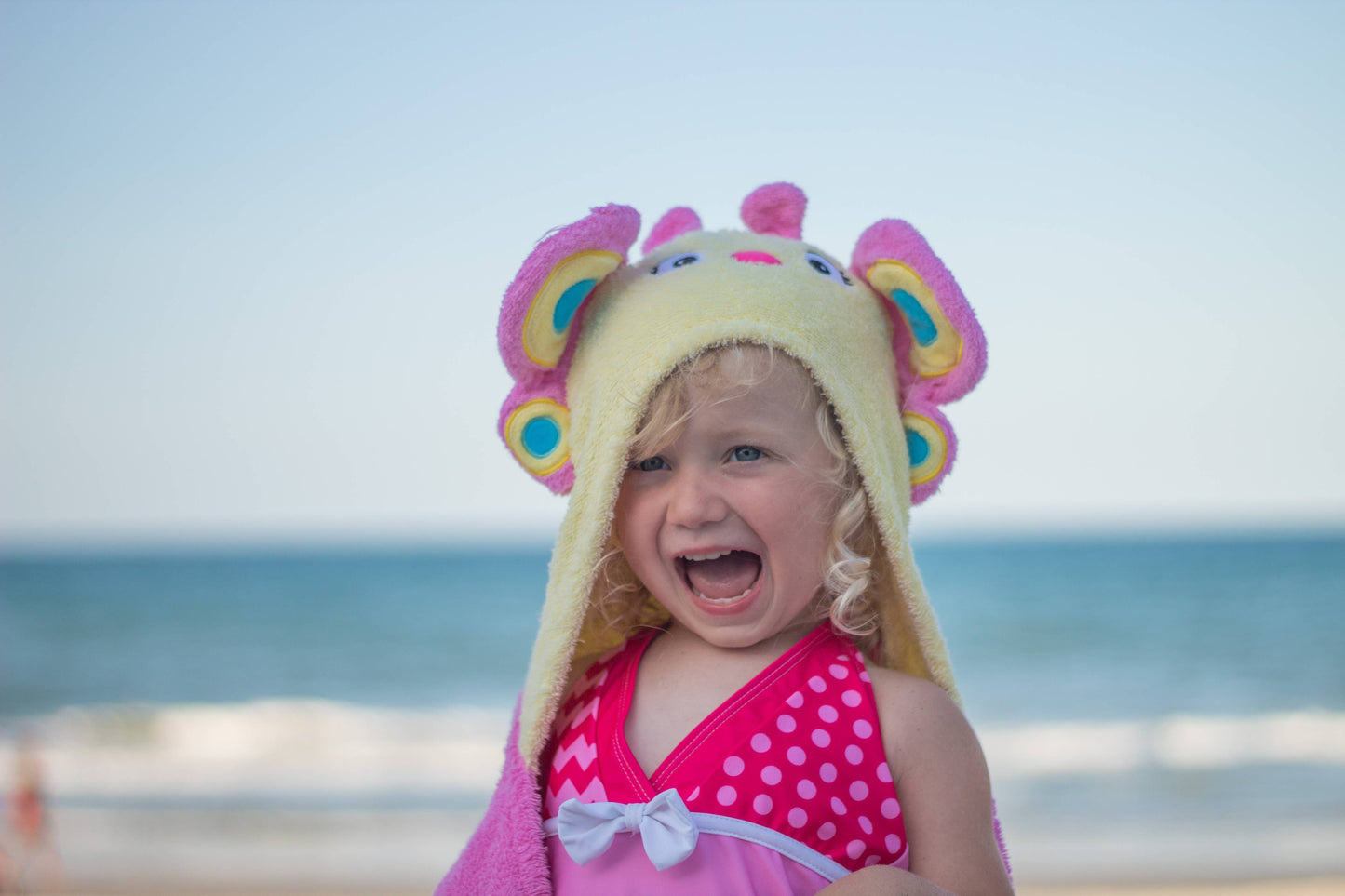 Butterfly hooded towel for toddlers ages 2 to 8 years old