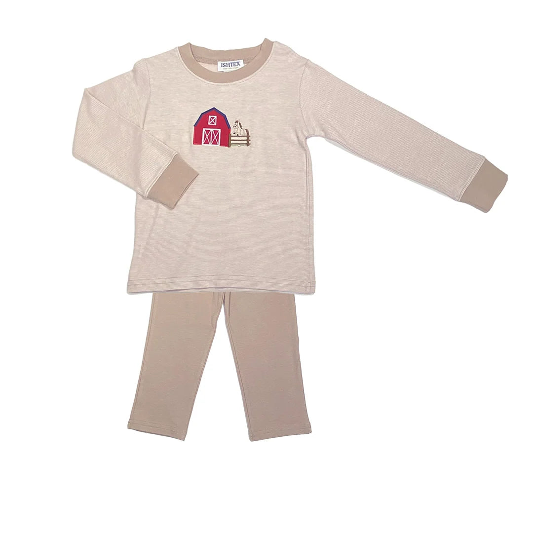 Farm applique boy pant set