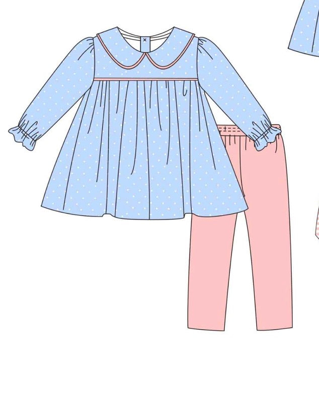 Blue dotted pant set