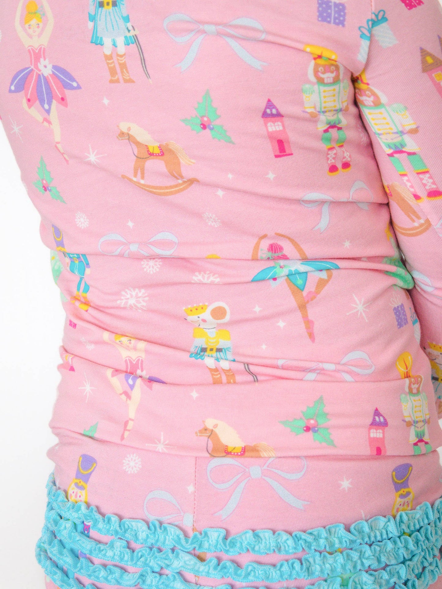 SoftSnooze™ Toddler Girls Cotton Modal Sugarplum Dreams Ruffle Long Sleeve Pajama Set with Signature Rear Ruffles