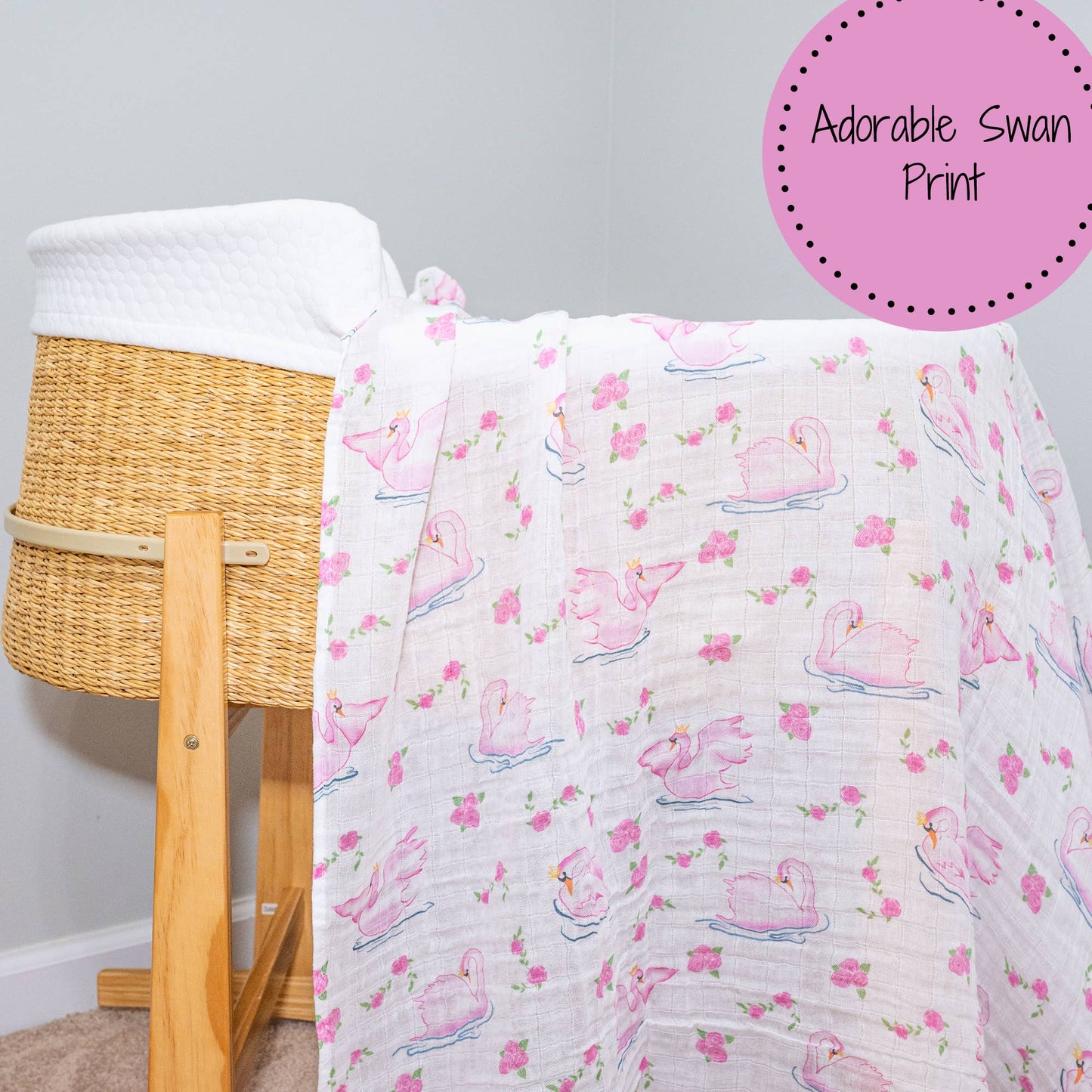 Baby Muslin Swaddle Blanket 47x47 Swan Soirée