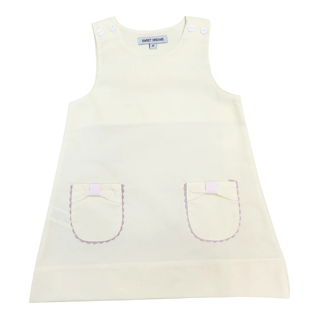 Yellow Bow Pocket Dress