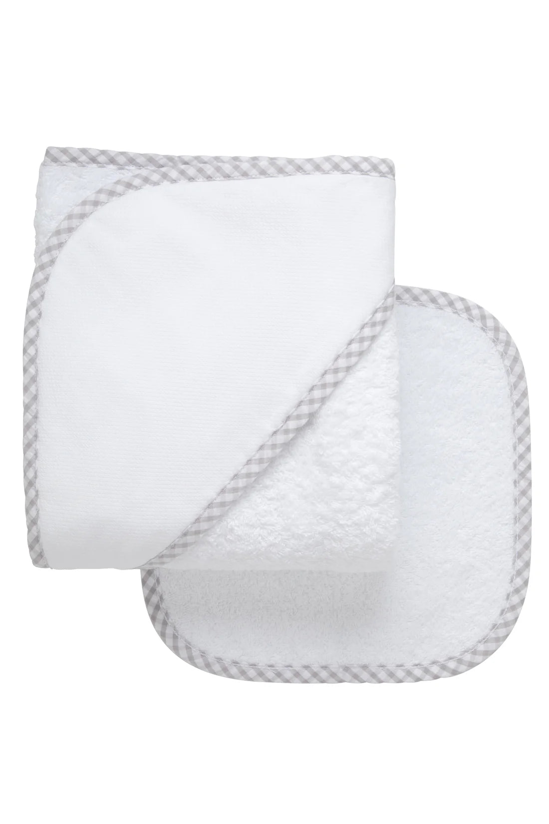 Big Check trim towel washcloth set Gray