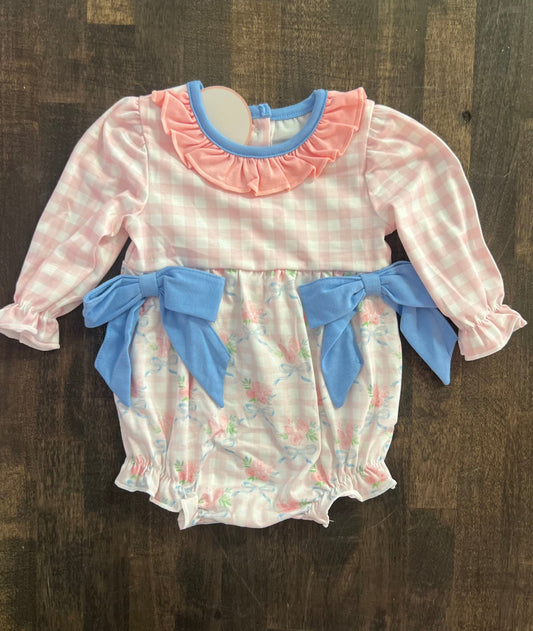 Blue floral bow bubble