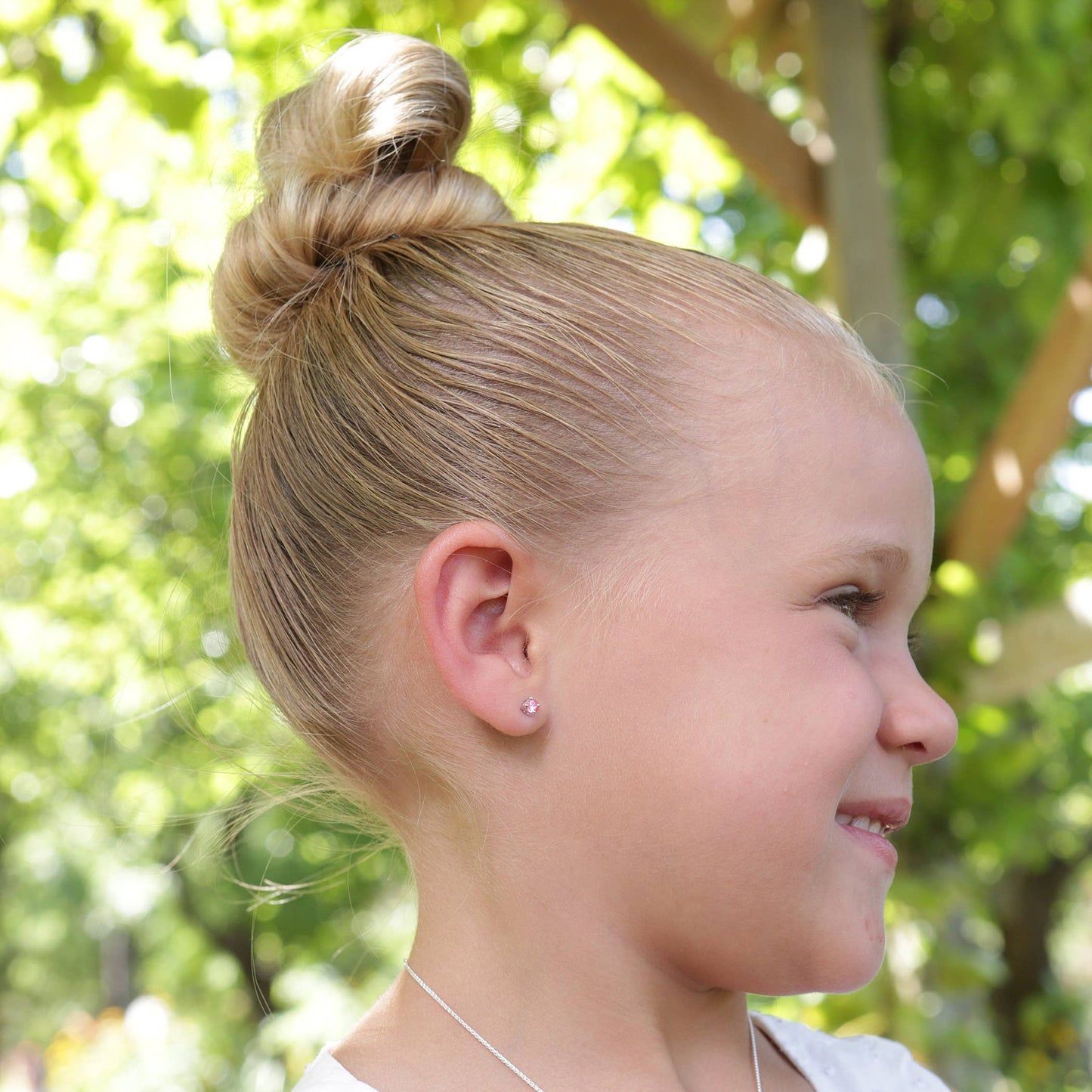 Sterling Silver Screw-Back Pink CZ Stud Earrings Baby & Kids