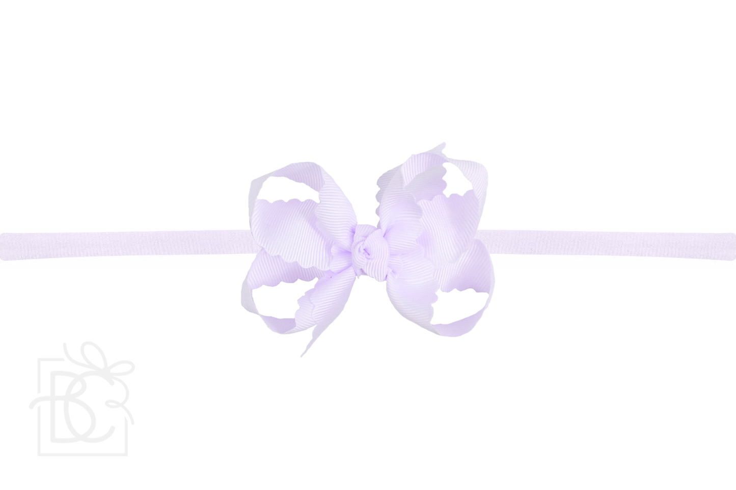 1/4" Nylon Pantyhose Headband w/ Scalloped Edge Bow