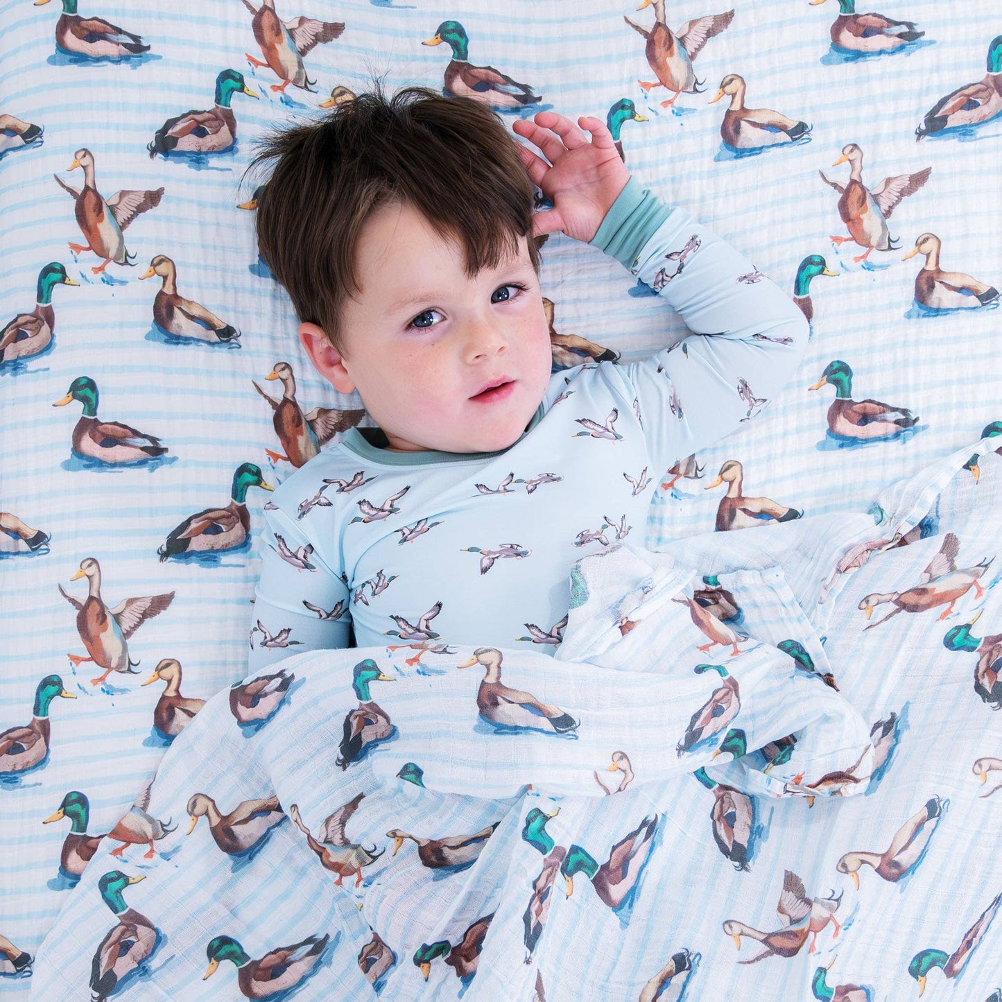 Baby Muslin Swaddle Blanket 47x47  Down by the Pond