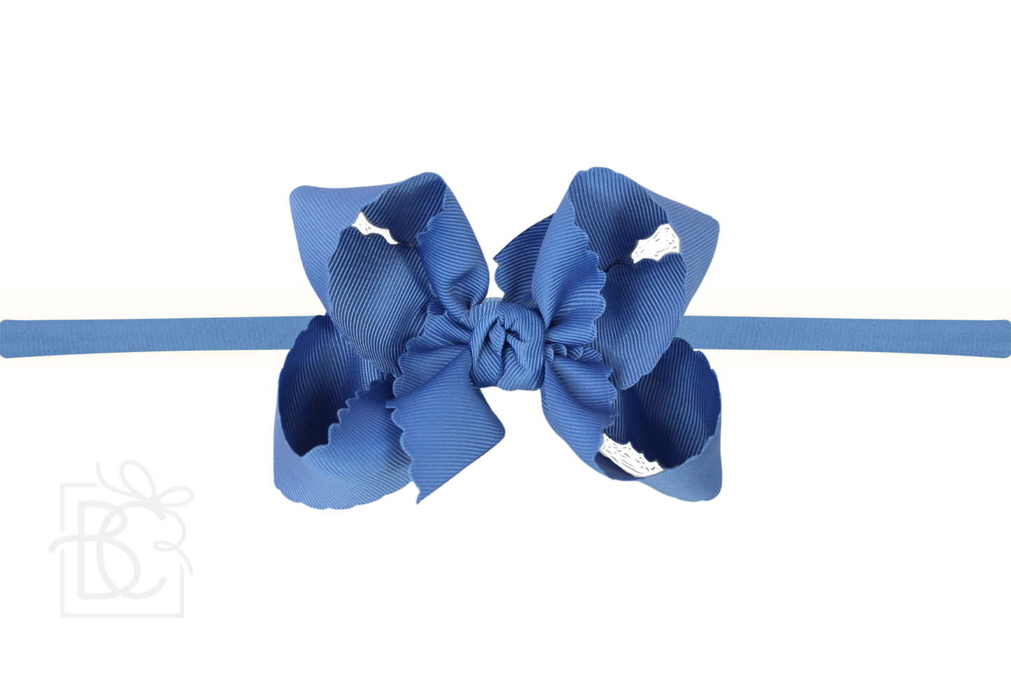 1/4" Nylon Pantyhose Headband w/ Scalloped Edge Bow