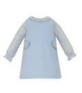 Lt.Blue Corduroy jumper w/ blue floral print blouse