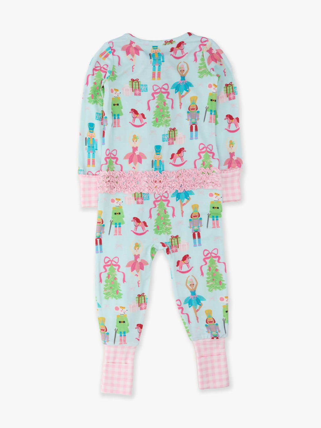 SoftSnooze™ Baby Girls Bamboo Viscose Nutcracker Christmas Wishes Convertible Ruffle One Piece Footie Pajama