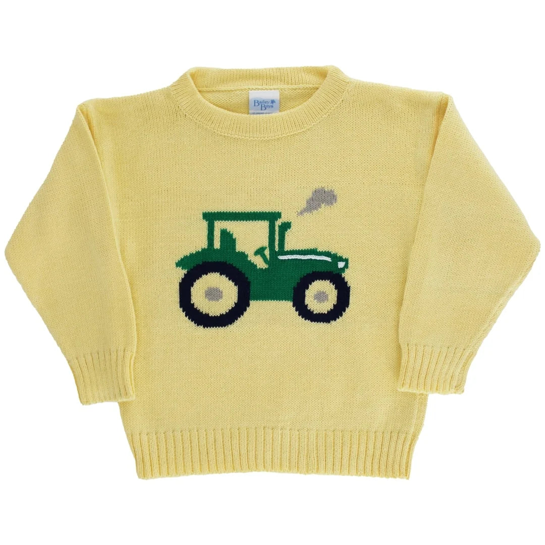 Crew neck sweater tractor/yellow