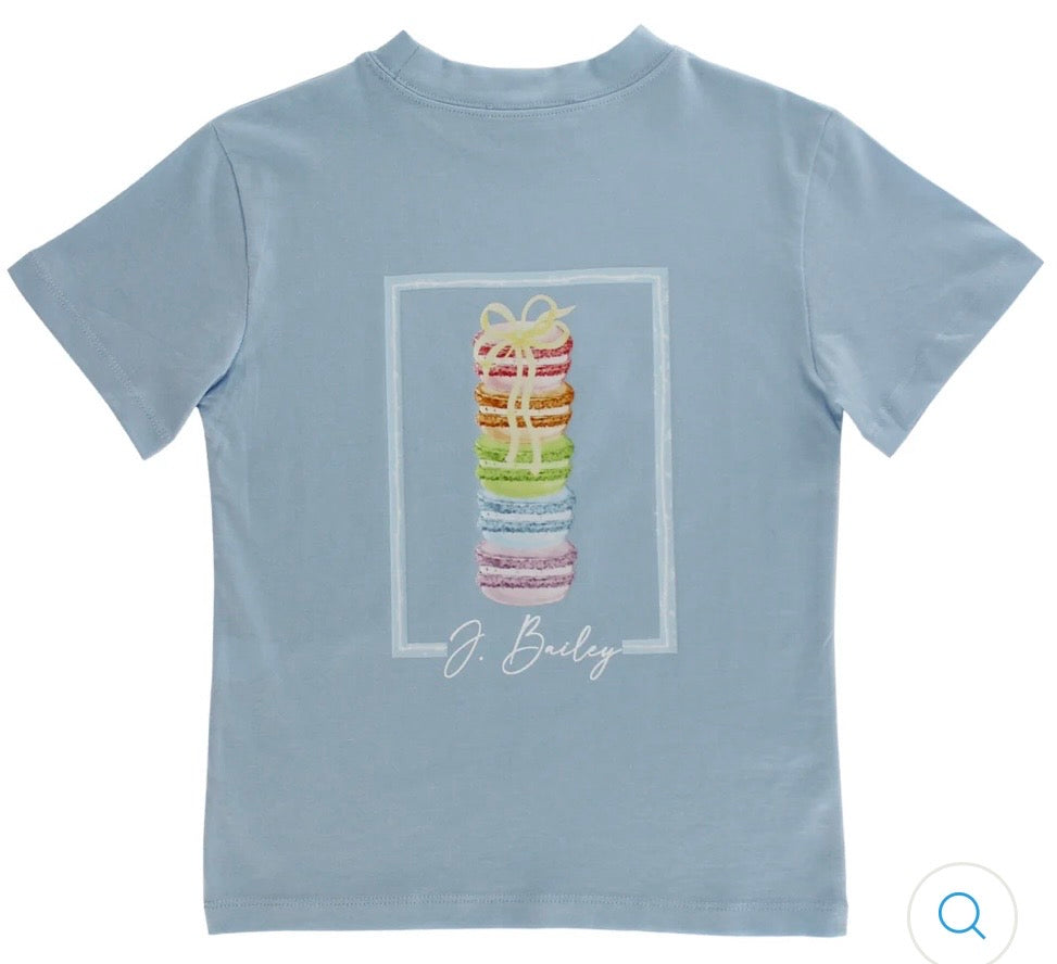 Girls Logo Tee - Macaroons on Bayberry