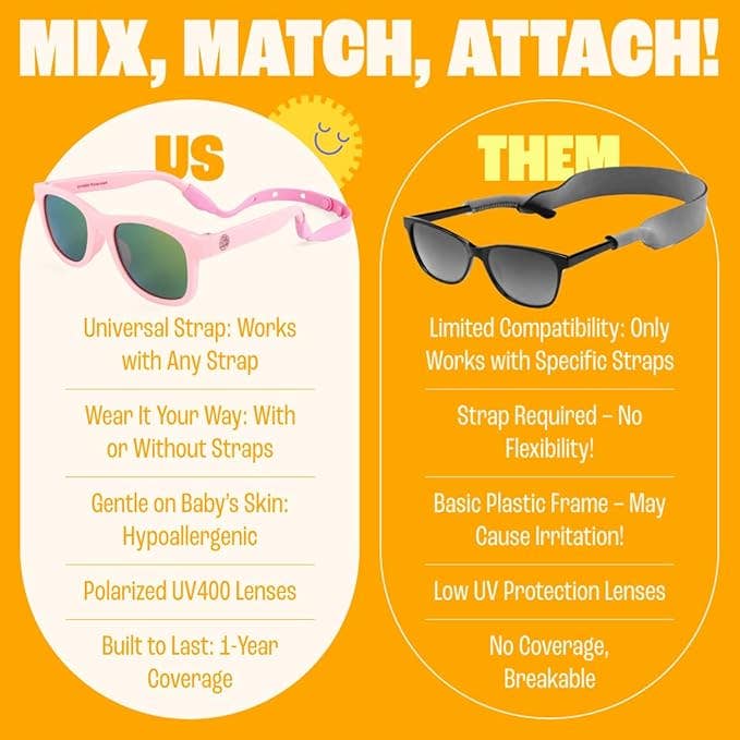 Polarized Baby Sunglasses with Strap 0-24 Months – Barbie Pink