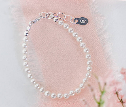 Girls Sterling Silver Dainty Pearl