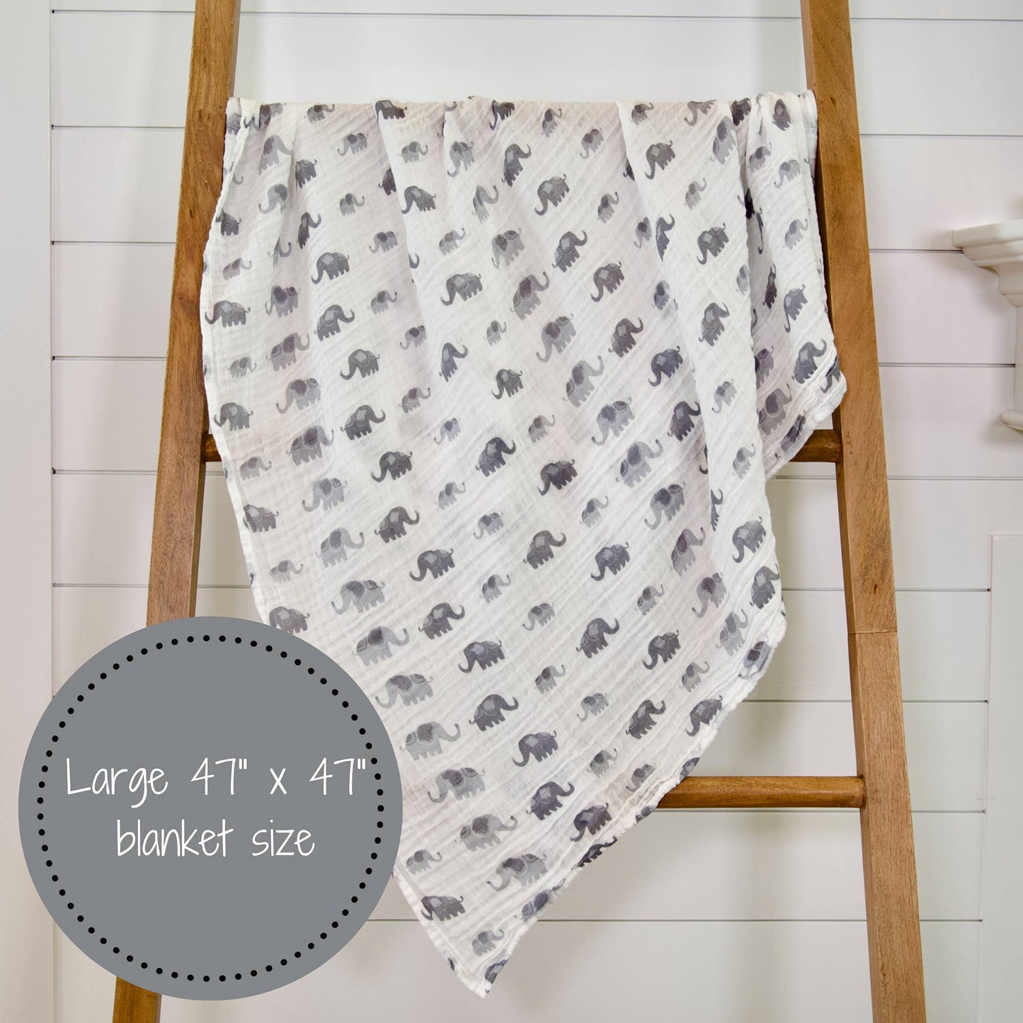 Baby Muslin Swaddle Blanket 47x47 Elephantastic