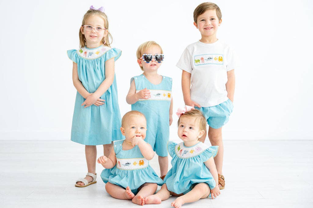Sea Animals Smocked Beau T-Shirt/Shorts Set