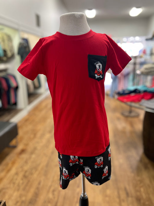 Team red/black short set