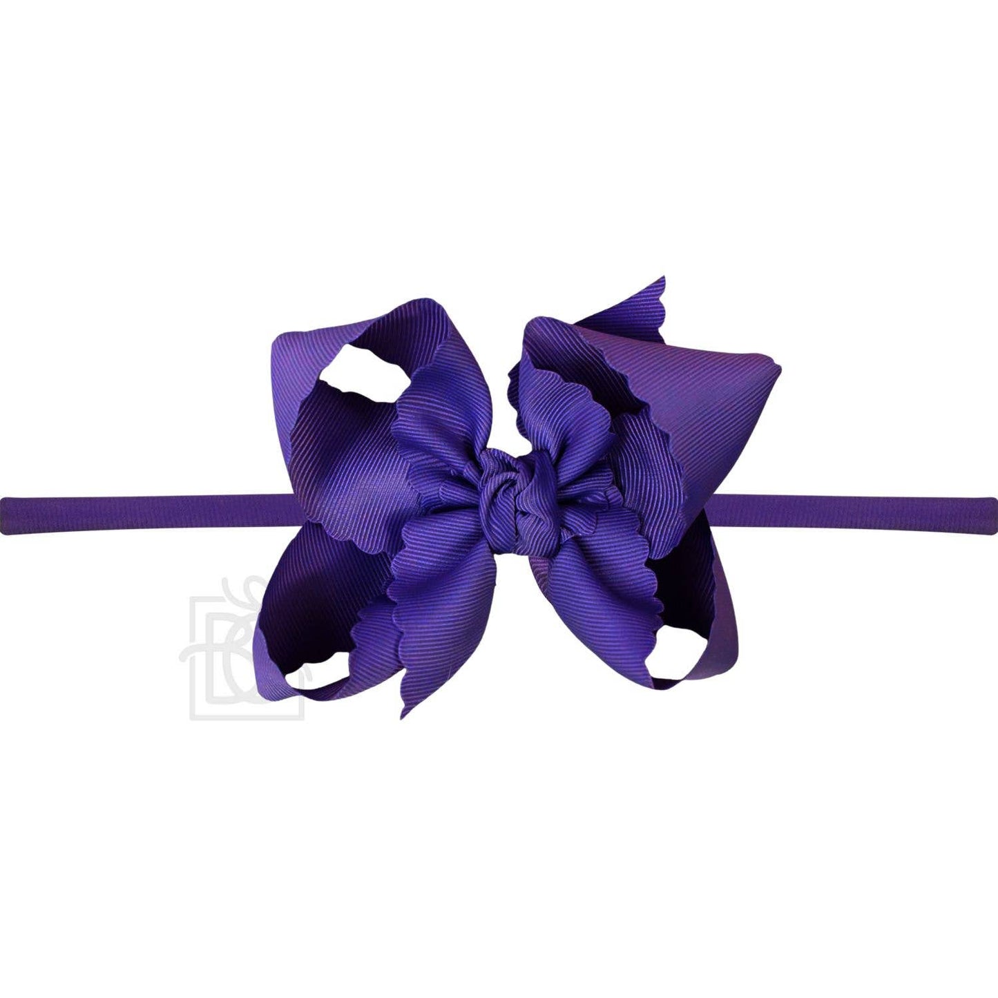 1/4" Nylon Pantyhose Headband w/ Scalloped Edge Bow