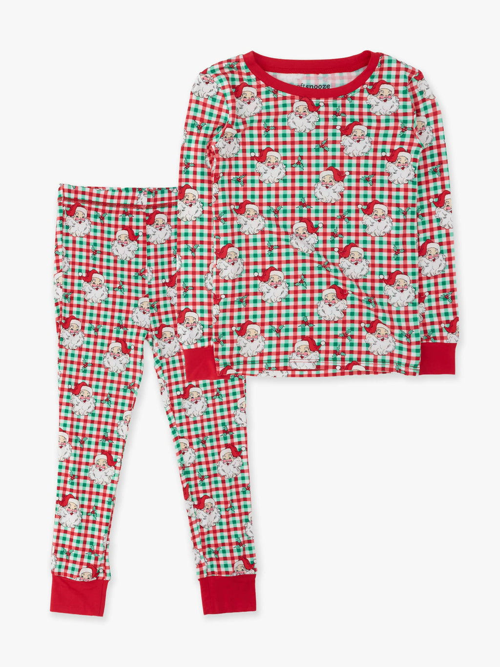 SoftSnooze™ Kids Bamboo Viscose Red & Green Dear Santa Christmas Long Sleeve Pajama Set