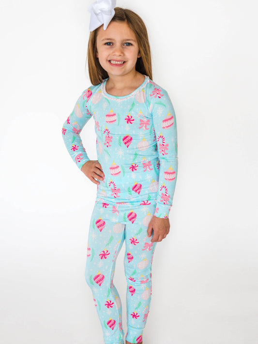 SoftSnooze™ Girls Bamboo Viscose Ornament Dreams Ruffle Long Sleeve Pajama Set
