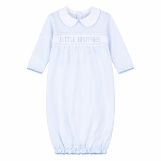 Little Brother Smocked Pleated Gown