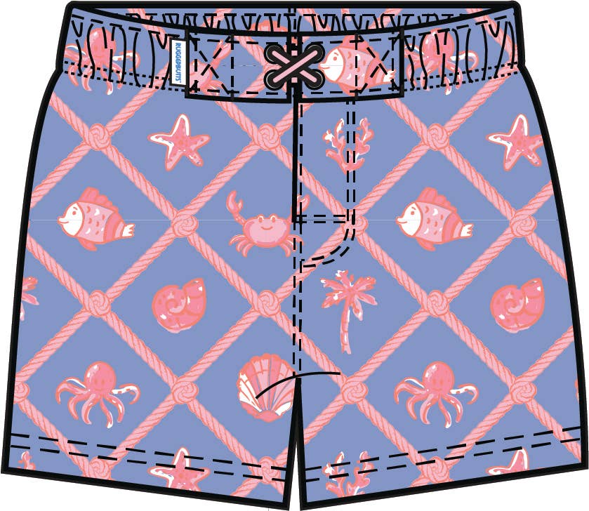 Boys Tropical Trellis Performance Hybrid Swim Trunks