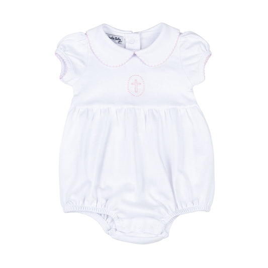 Blessed Emb Collared S/S Bubble - Pink