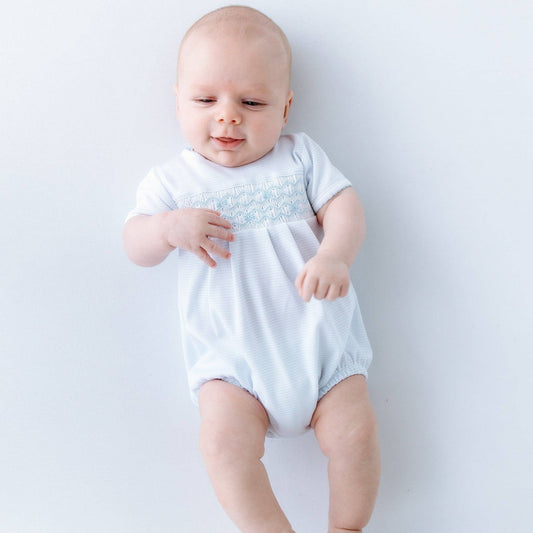 Jacob Smocked Bubble - Light Blue