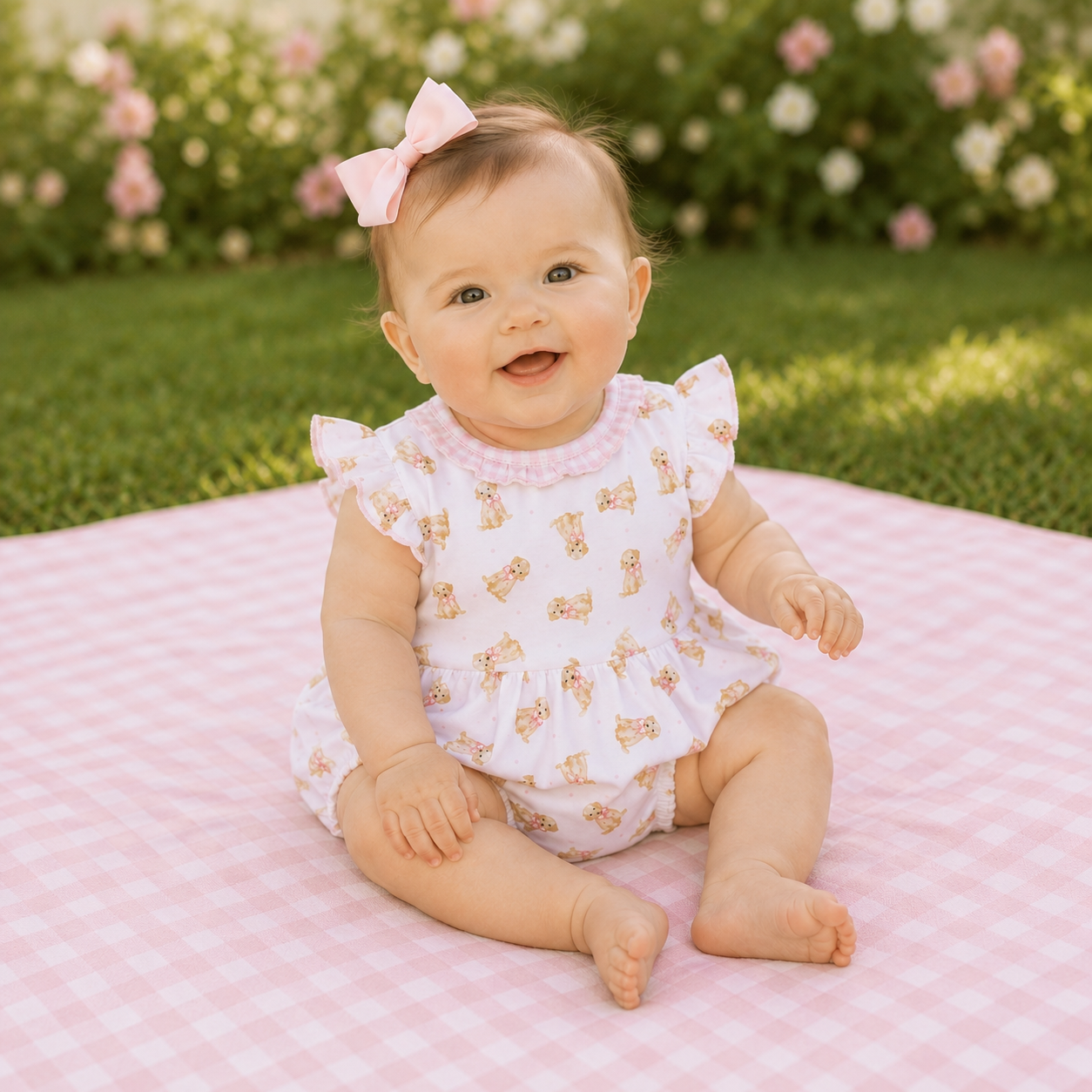 Sweet Golden Print Bubble - Pink