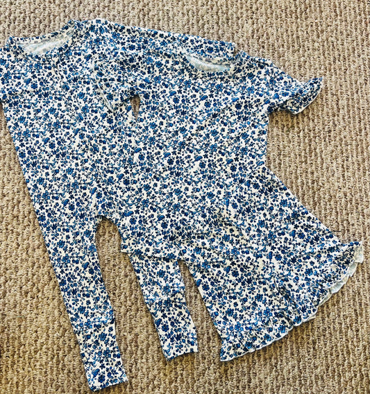 Blue Flower 2Pc Short Lounger