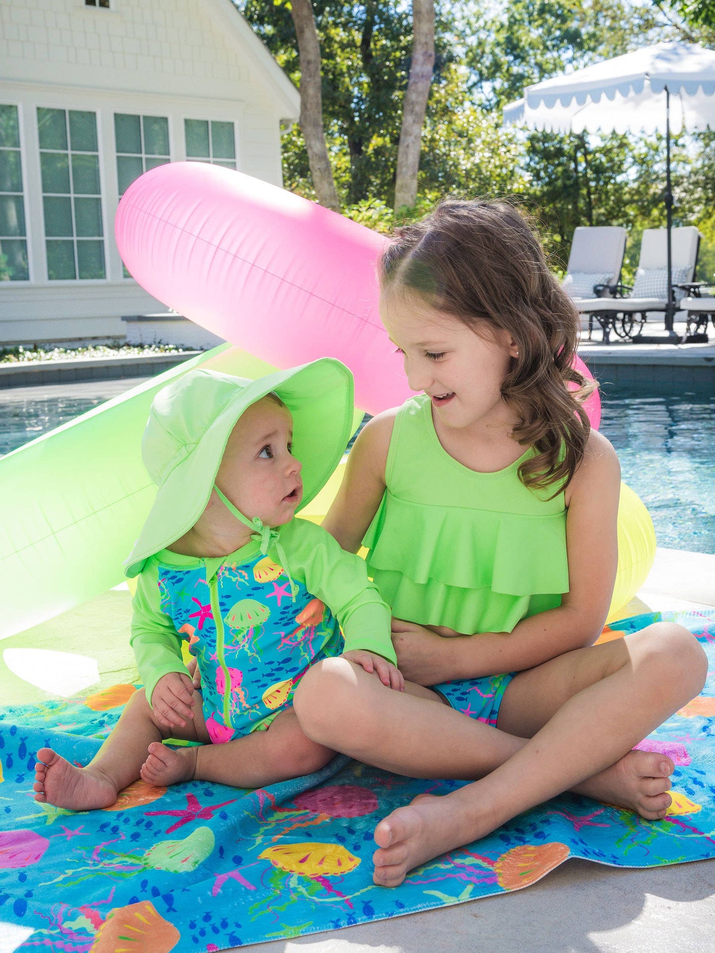 Girls Neon Jelly Time Flounce Bikini 2-Piece Swimsuit with Signature Rear Ruffles