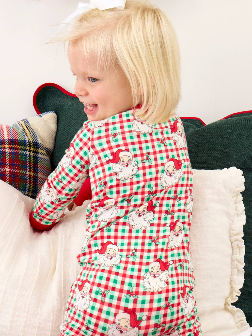 SoftSnooze™ Baby Bamboo Viscose Red & Green Dear Santa Christmas Convertible One Piece Footie Pajama