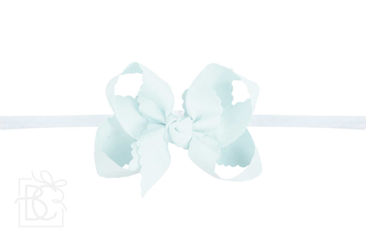 1/4" Nylon Pantyhose Headband w/ Scalloped Edge Bow