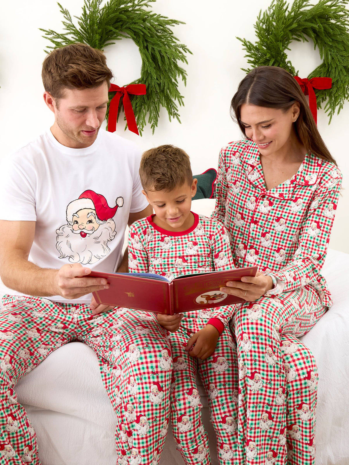 SoftSnooze™ Kids Bamboo Viscose Red & Green Dear Santa Christmas Long Sleeve Pajama Set