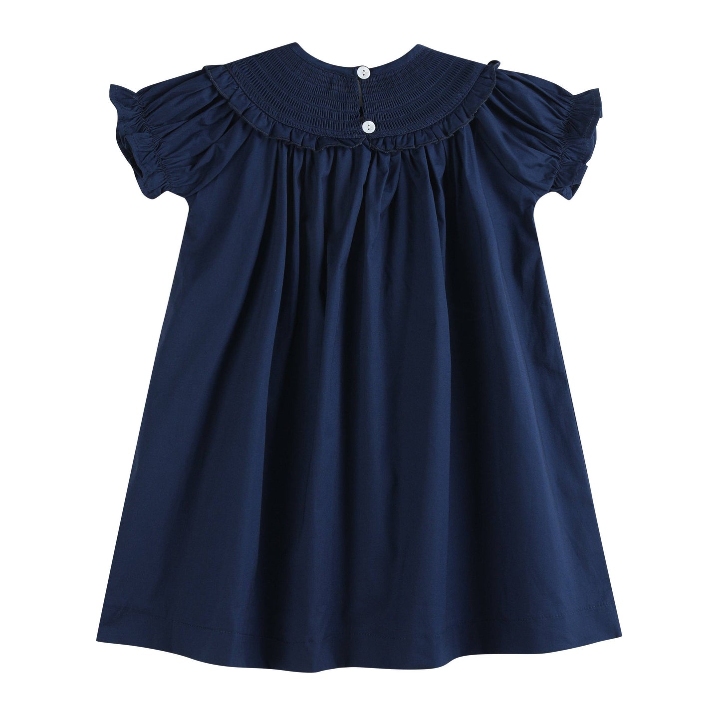 Blue Nativity Smocked Ruffle Bishop Dress