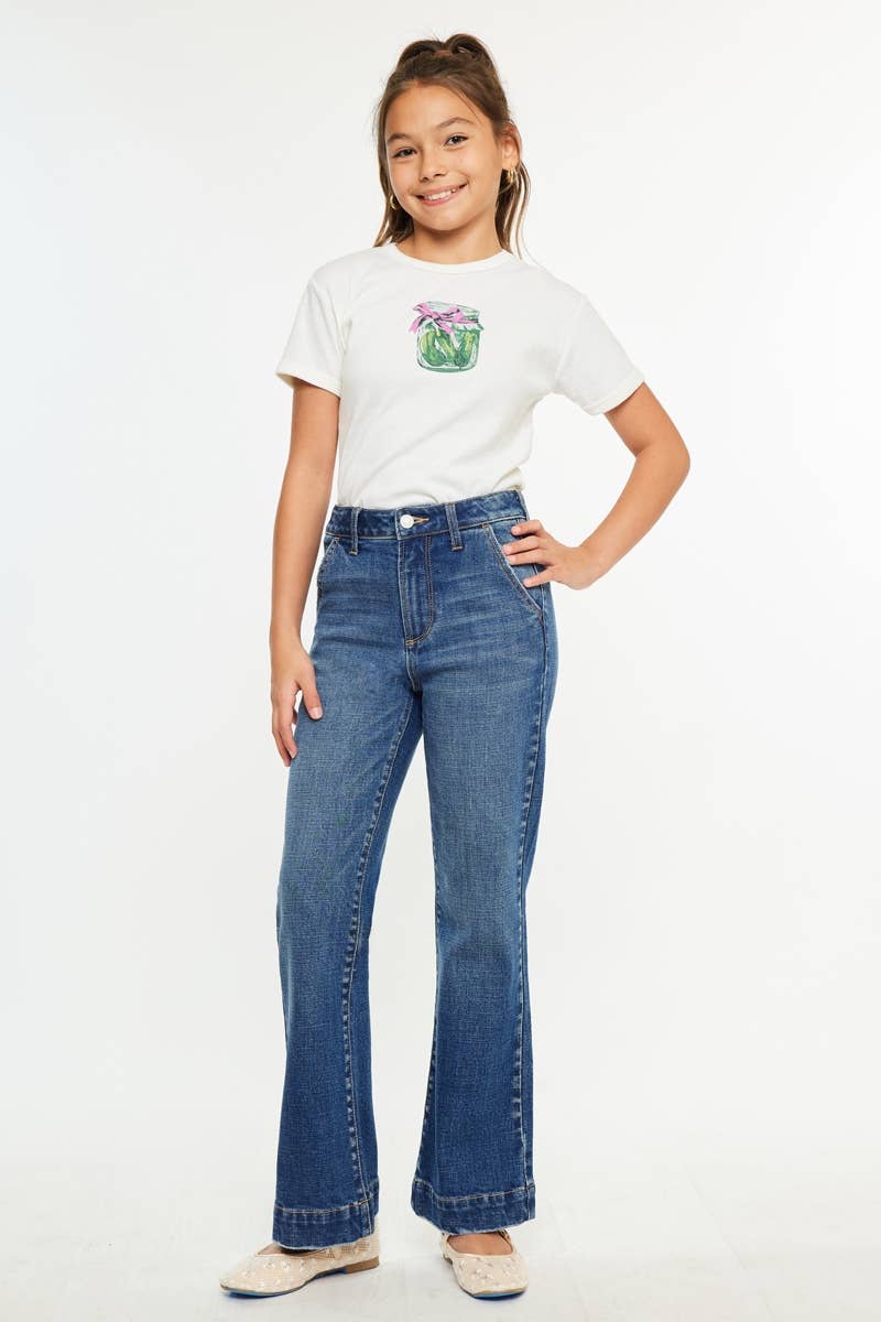 YOUTH OPEN PACK HIGH RISE TROUSERS WIDE LEG JEANS-YC7127M