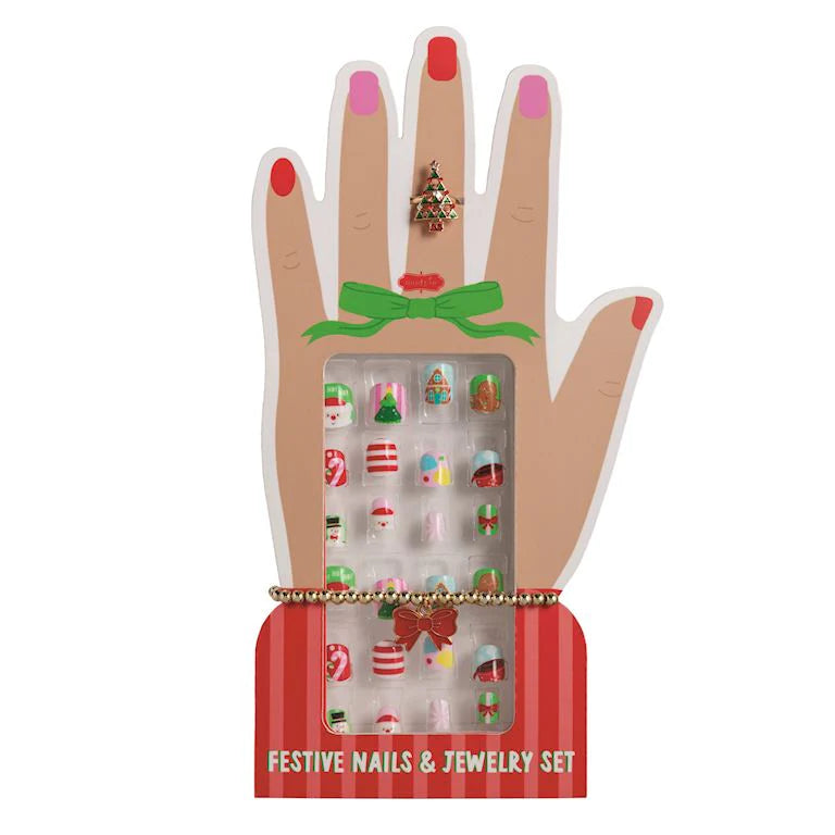 Red Christmas Nails & Jewelry Set