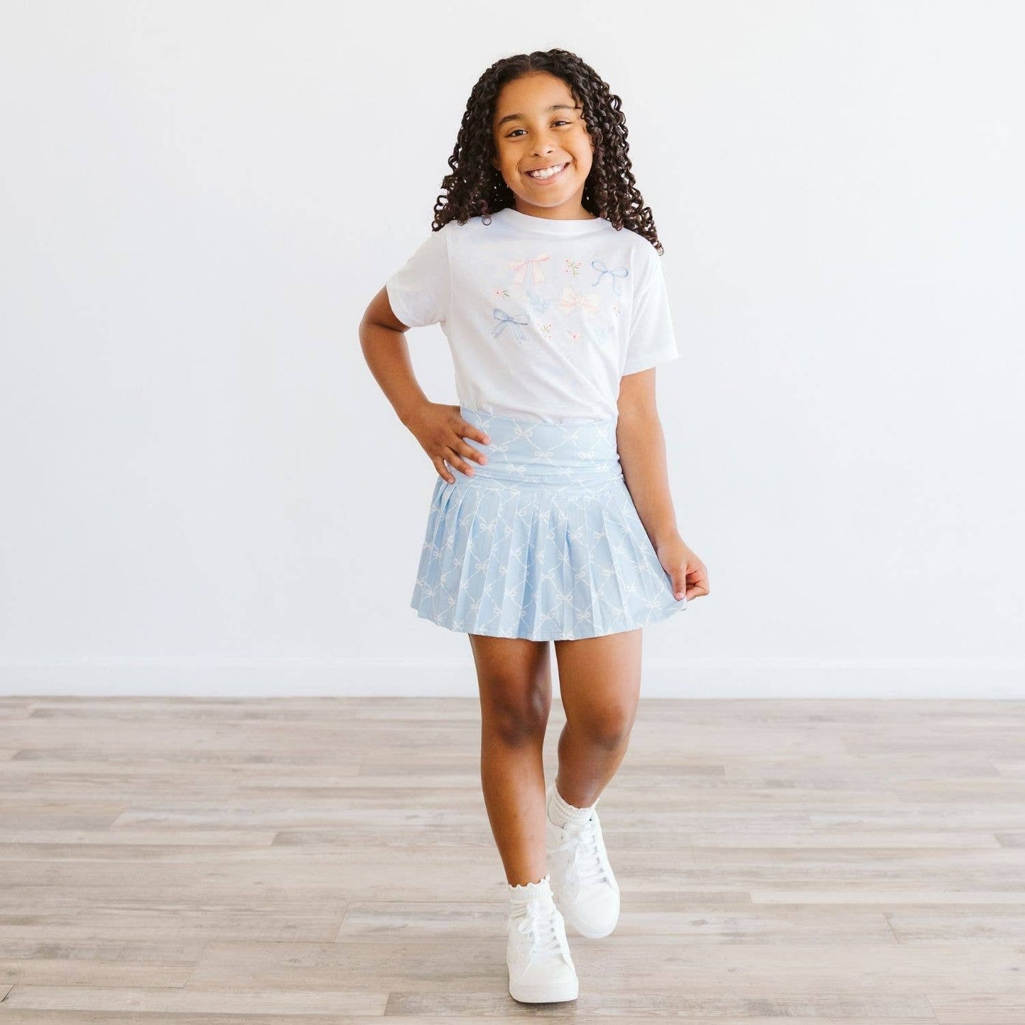 Powder Blue Bow Trellis Athletic Skort - Fourth of July