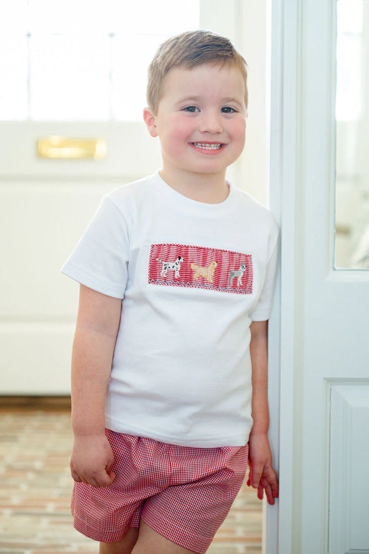 puppy dogs smocked short set