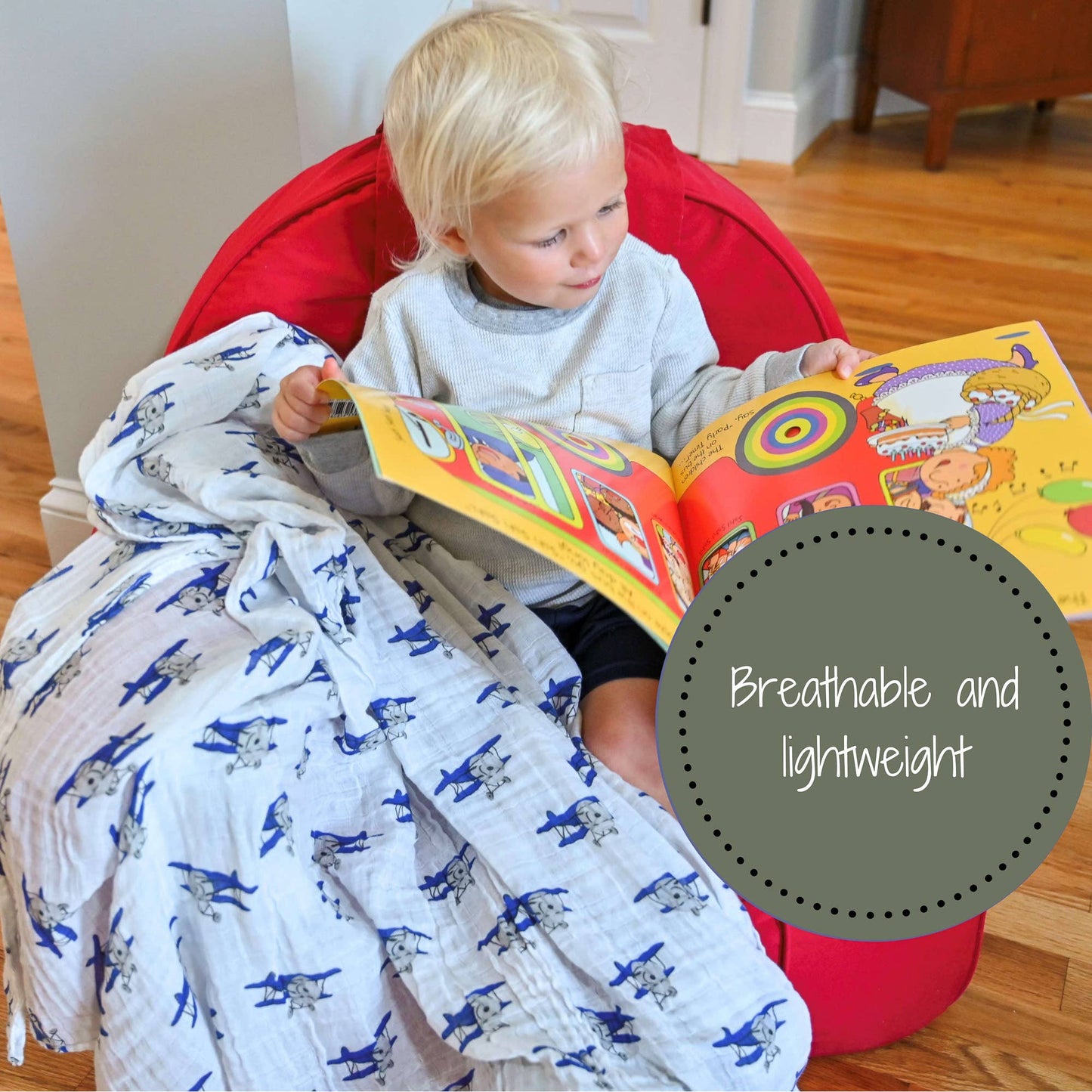 Baby Muslin Swaddle Blanket 47x47 Up, Up, Up and Away