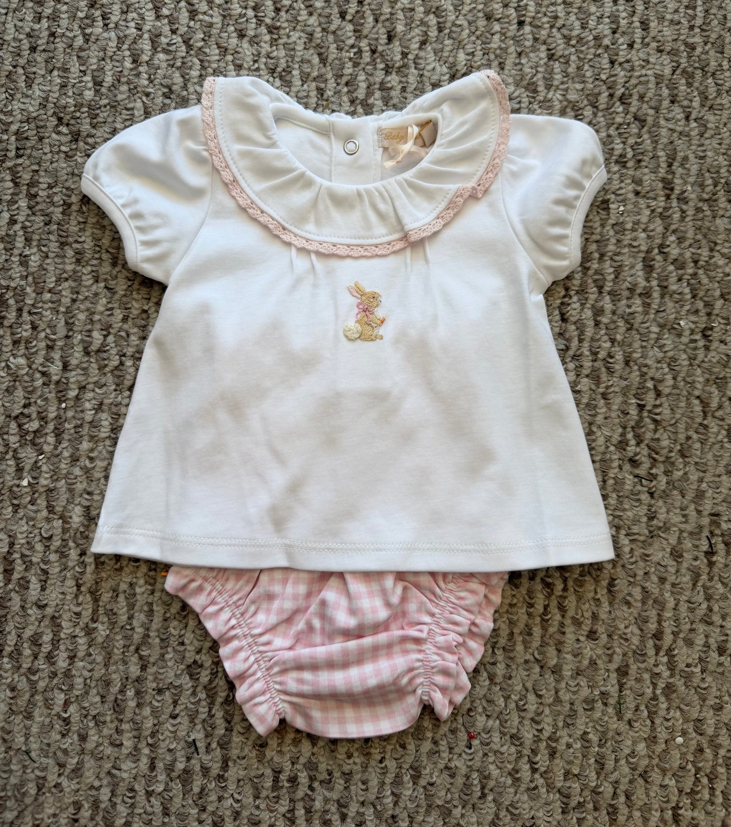 little hop - girl white tee and printed diaper cover set