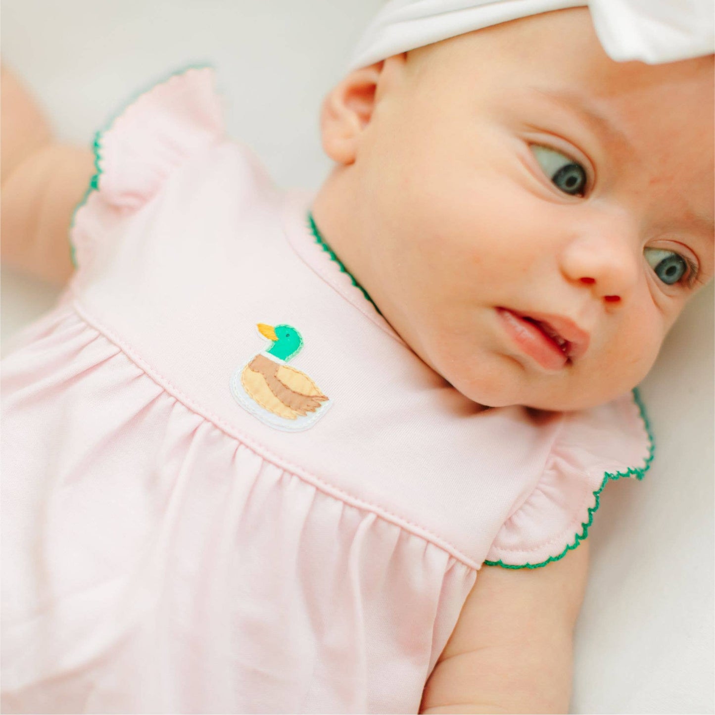 Mini Mallard Embroidered Diaper Cover Set - Pink