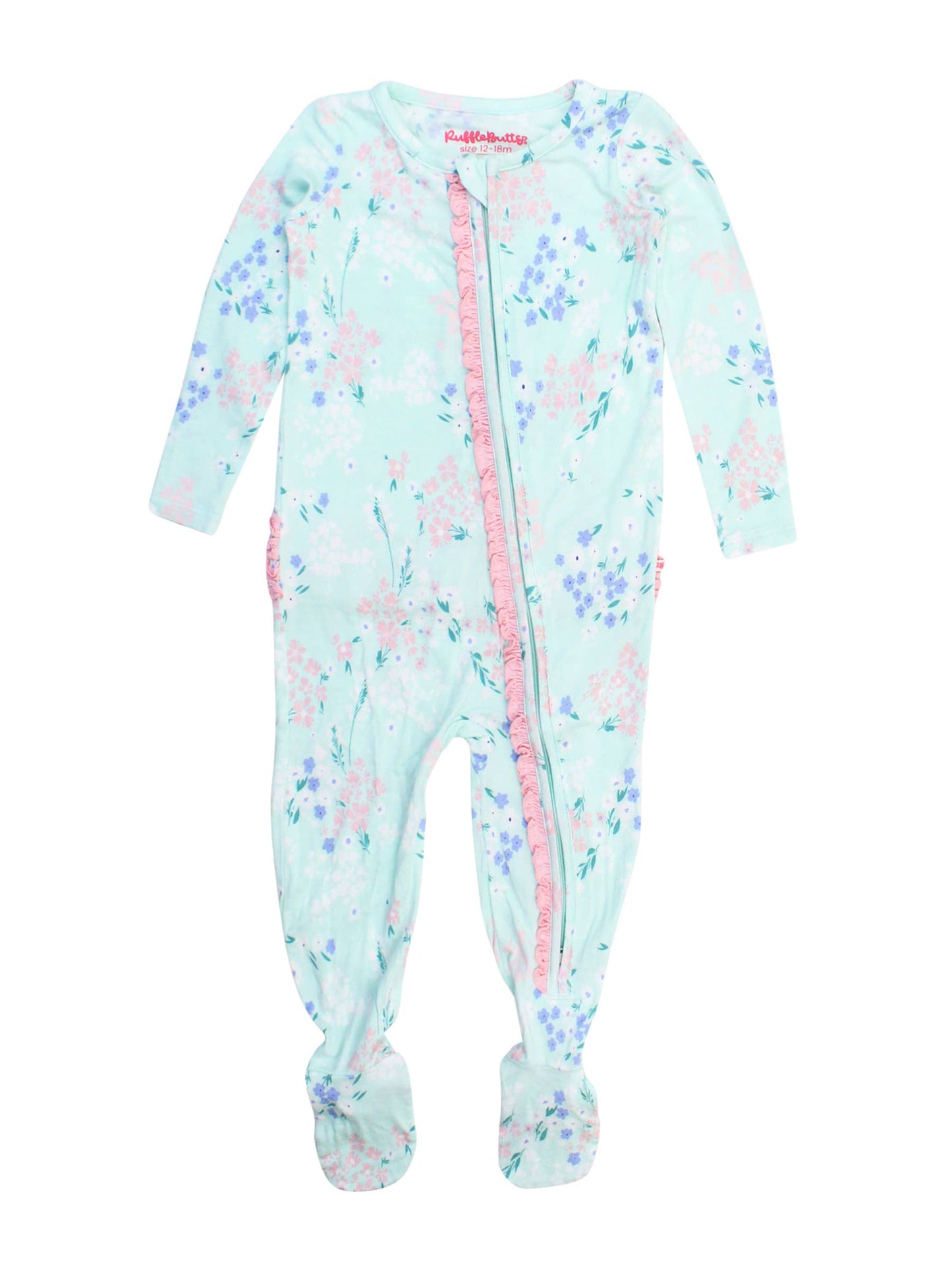 Baby Girls Bamboo Viscose Ruffle Footed Pajama