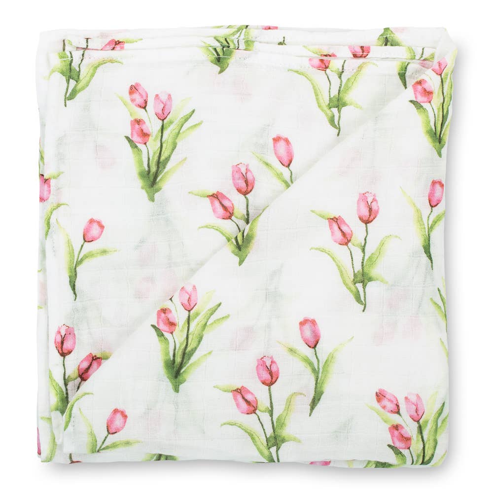 Baby Muslin Swaddle Blanket 47x47 Tulip Garden
