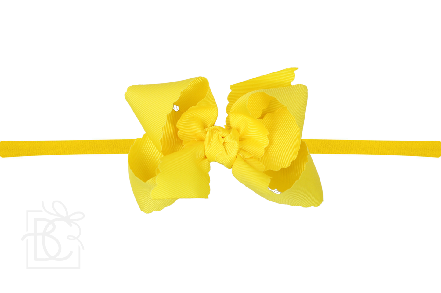 1/4" Nylon Pantyhose Headband w/ Scalloped Edge Bow