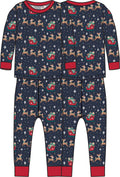 SoftSnooze™ Kids Bamboo Viscose Blue Christmas Reindeer Sleigh Ride Long Sleeve Pajama Set